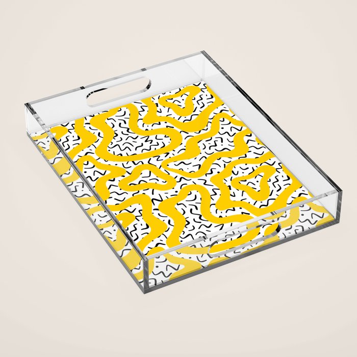 Wavy retro psychedelic pattern Acrylic Tray Gallery Image 1