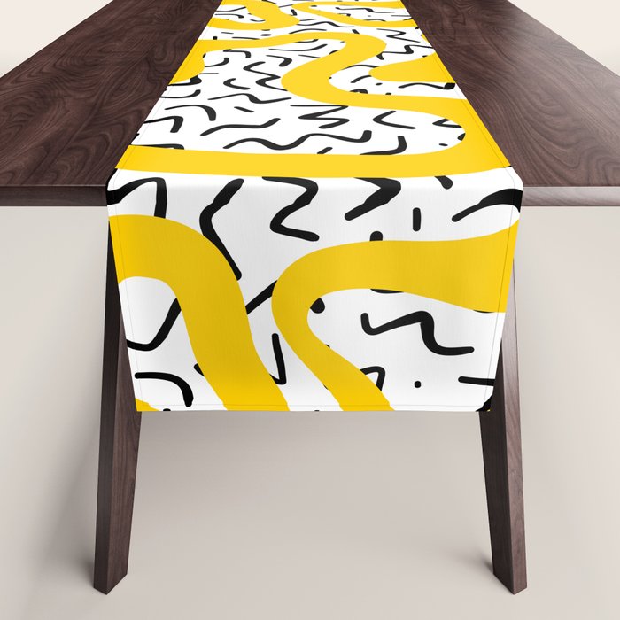 Wavy retro psychedelic pattern Table Runner Gallery Image 1
