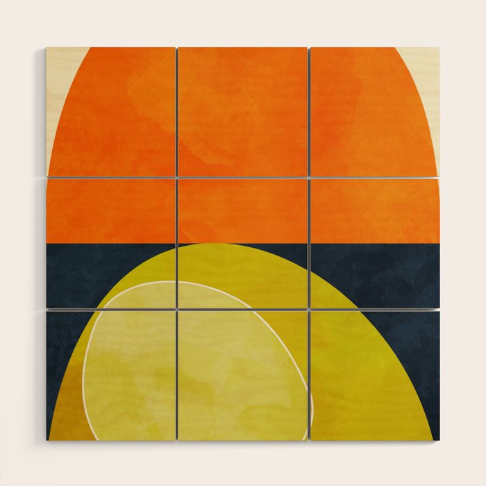 sun & moon abstract geometric shapes Wood Wall Art Gallery Image 1