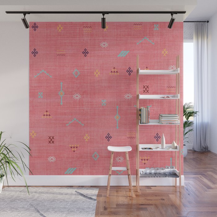 Cactus Silk Pattern in Pink Wall Mural Gallery Image 1