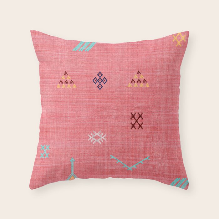 Cactus Silk Pattern in Pink Throw Pillow Gallery Image 6