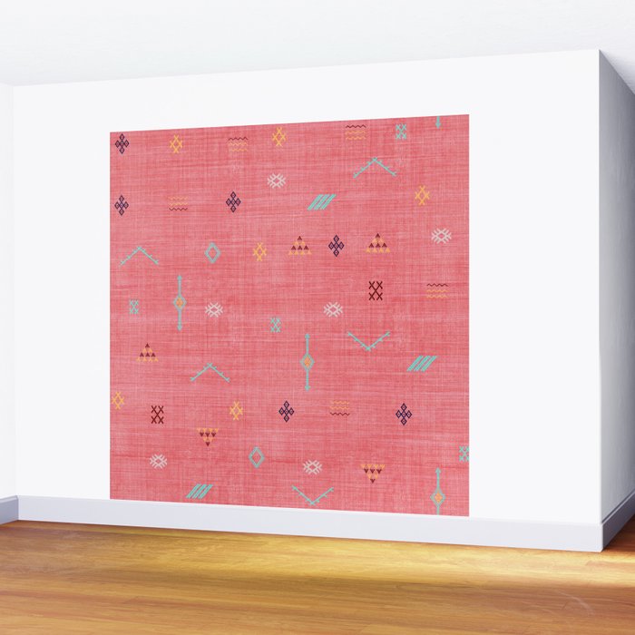 Cactus Silk Pattern in Pink Wall Mural Gallery Image 2