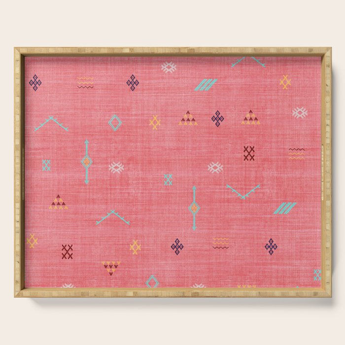 Cactus Silk Pattern in Pink Serving Tray Gallery Image 1
