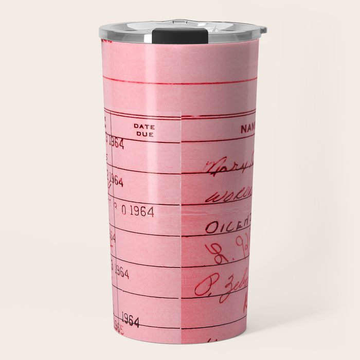 Library Card 23322 Pink Travel Mug Gallery Image 1