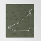 Capricorn Zodiac Star Constellation Line Art Moss Green Throw Blanket Gallery Image 2