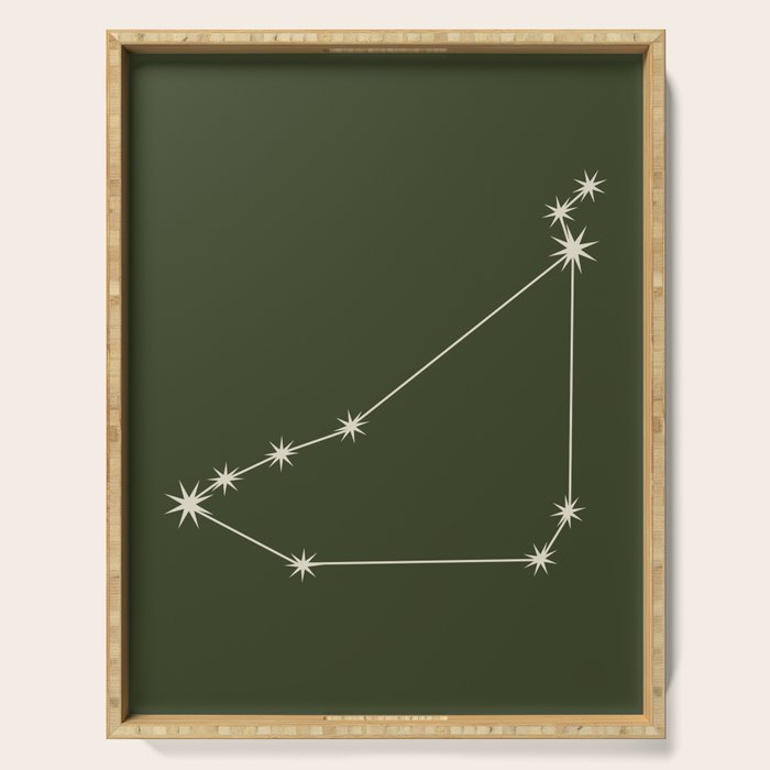Capricorn Zodiac Star Constellation Line Art Moss Green Serving Tray Gallery Image 1