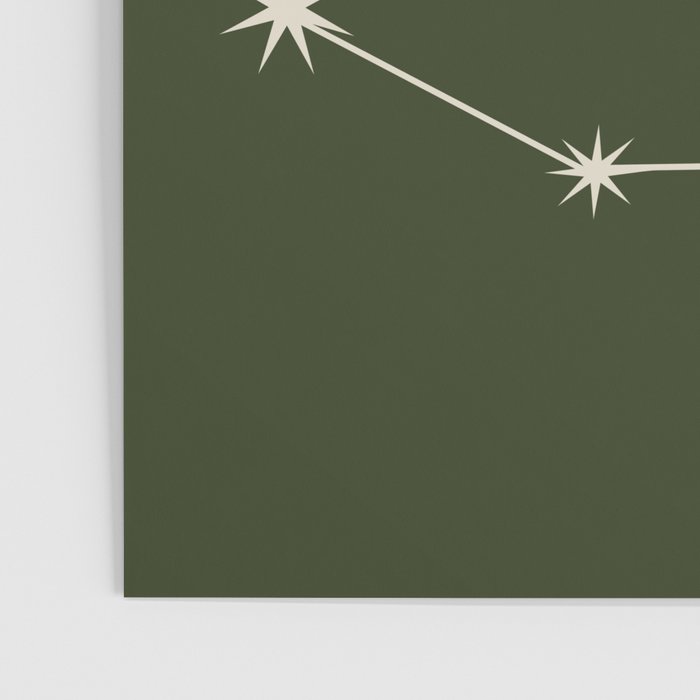Capricorn Zodiac Star Constellation Line Art Moss Green Poster Gallery Image 3