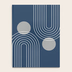 Mid Century Modern Geometric 106 in Navy Blue and Grey (Rainbow and Sun Abstraction) Notebook Gallery Image 4