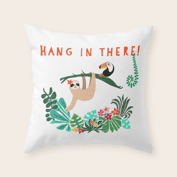 Hang in there! - Sloth Throw Pillow Gallery Image 1