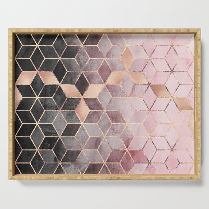 Pink And Grey Gradient Cubes Serving Tray Gallery Image 1
