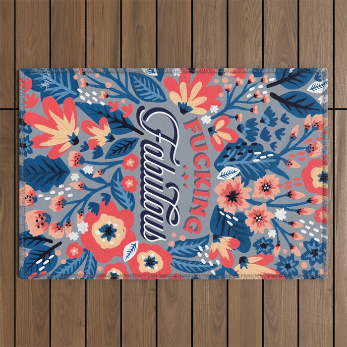 F*cking Fabulous - Denim & Coral Palette Outdoor Rug Gallery Image 1