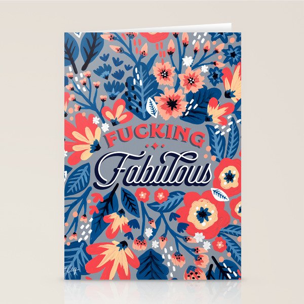 F*cking Fabulous - Denim & Coral Palette Stationery Card Gallery Image 1