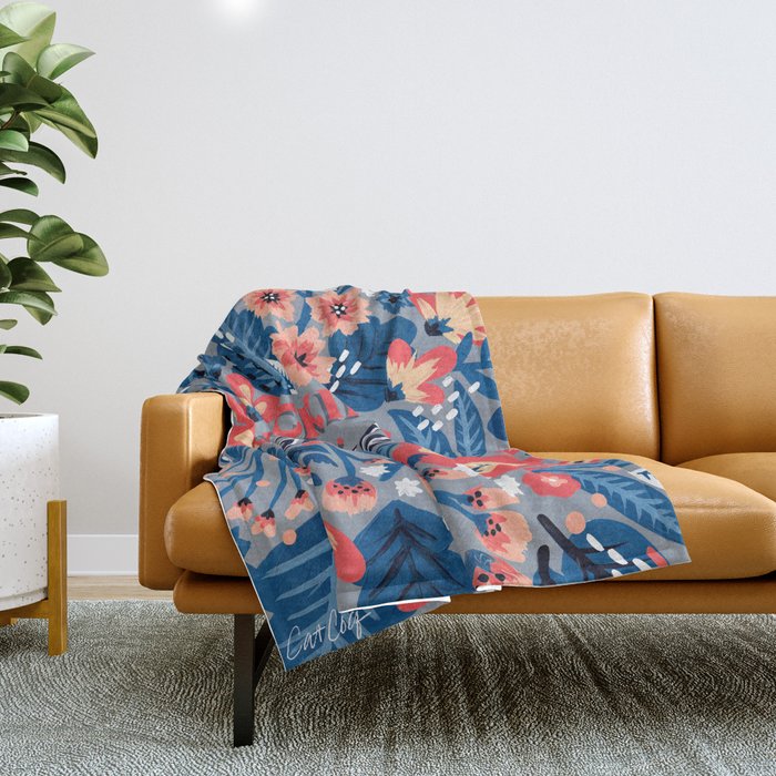 F*cking Fabulous - Denim & Coral Palette Throw Blanket Gallery Image 1