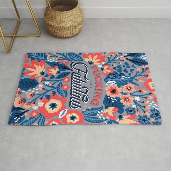 F*cking Fabulous - Denim & Coral Palette Rug Gallery Image 1