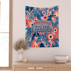 F*cking Fabulous - Denim & Coral Palette Wall Tapestry Gallery Image 2