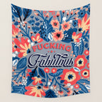 F*cking Fabulous - Denim & Coral Palette Wall Tapestry Gallery Image 4