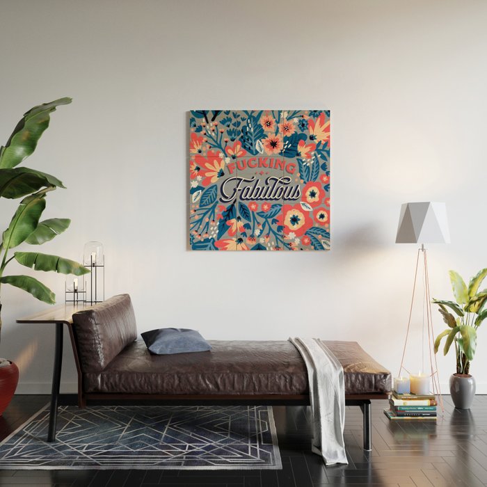 F*cking Fabulous - Denim & Coral Palette Wood Wall Art Gallery Image 2