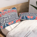 F*cking Fabulous - Denim & Coral Palette Pillow Sham Gallery Image 2