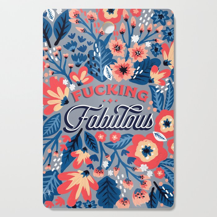 F*cking Fabulous - Denim & Coral Palette Cutting Board Gallery Image 1