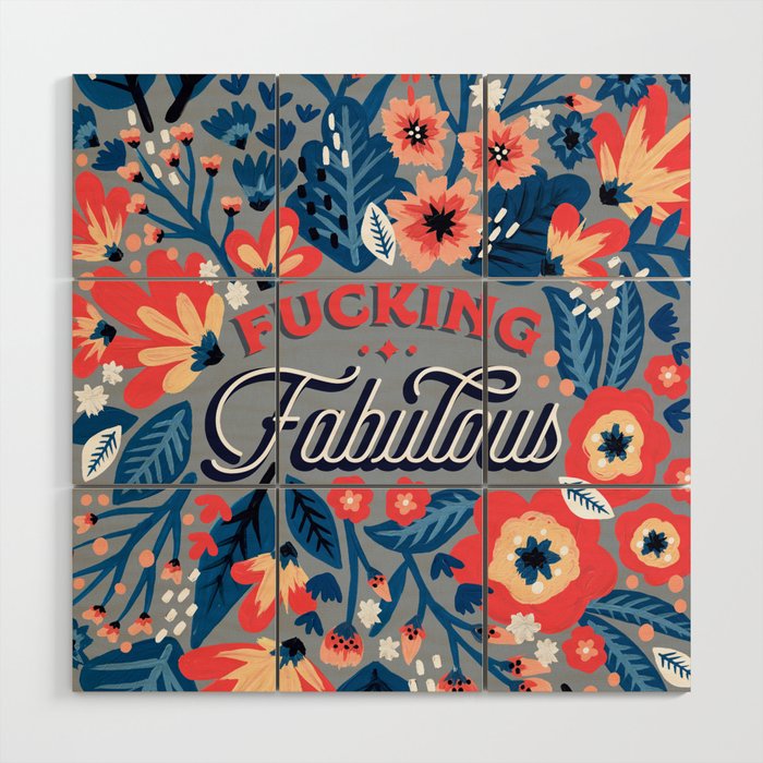 F*cking Fabulous - Denim & Coral Palette Wood Wall Art Gallery Image 1