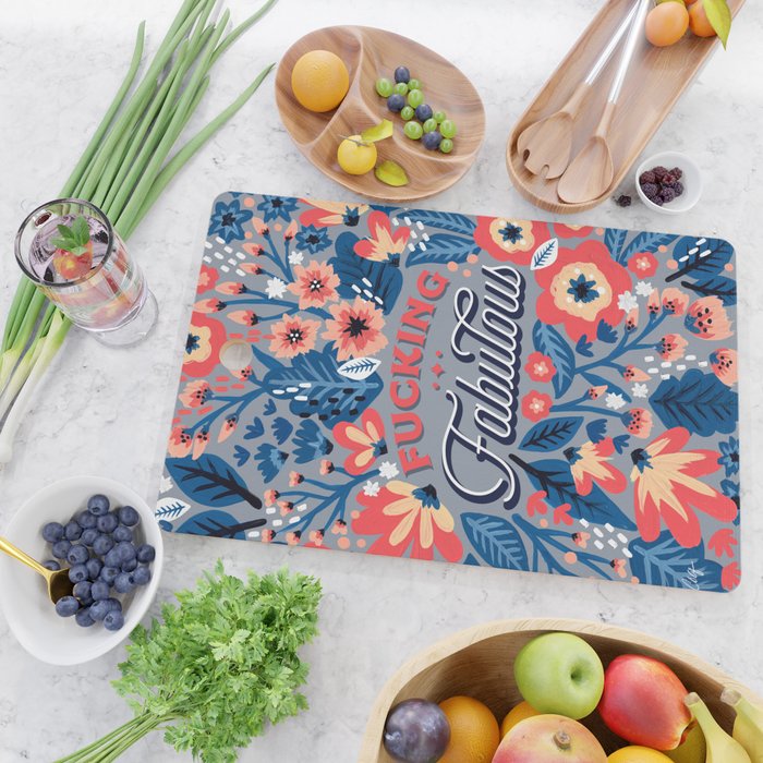 F*cking Fabulous - Denim & Coral Palette Cutting Board Gallery Image 2