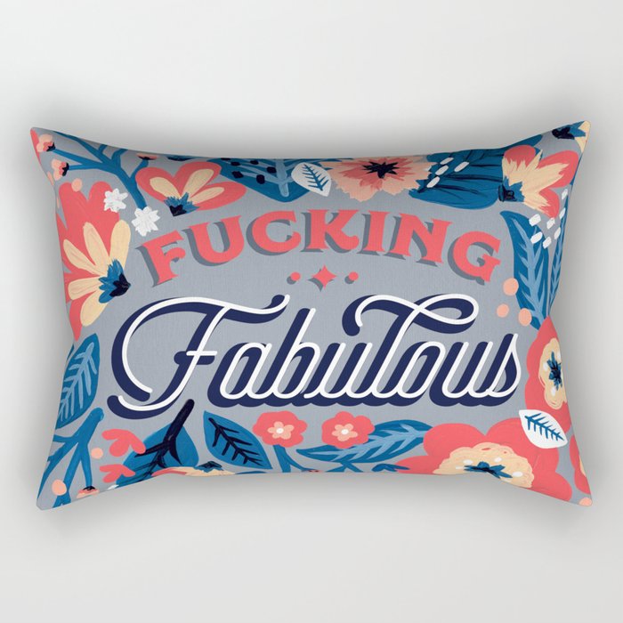 F*cking Fabulous - Denim & Coral Palette Rectangular Pillow Gallery Image 2