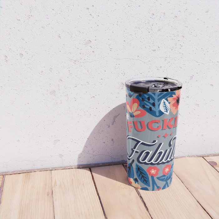 F*cking Fabulous - Denim & Coral Palette Travel Mug Gallery Image 4
