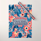 F*cking Fabulous - Denim & Coral Palette Wrapping Paper Gallery Image 1