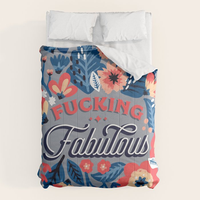 F*cking Fabulous - Denim & Coral Palette Comforter Gallery Image 1