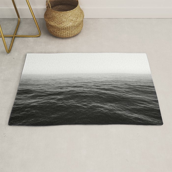 ocean horizon black and white landscape photography Rug Gallery Image 1