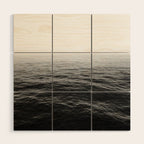ocean horizon black and white landscape photography Wood Wall Art Gallery Image 1