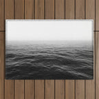 ocean horizon black and white landscape photography Outdoor Rug Gallery Image 1