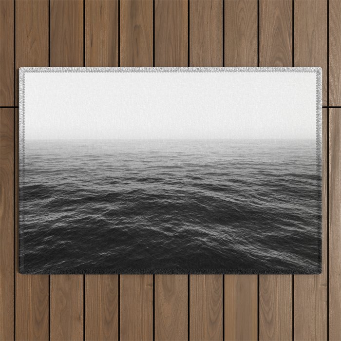 ocean horizon black and white landscape photography Outdoor Rug Gallery Image 1