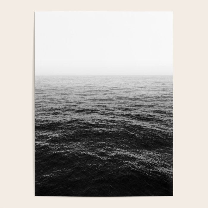 ocean horizon black and white landscape photography Poster Gallery Image 1