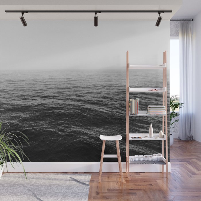 ocean horizon black and white landscape photography Wall Mural Gallery Image 1