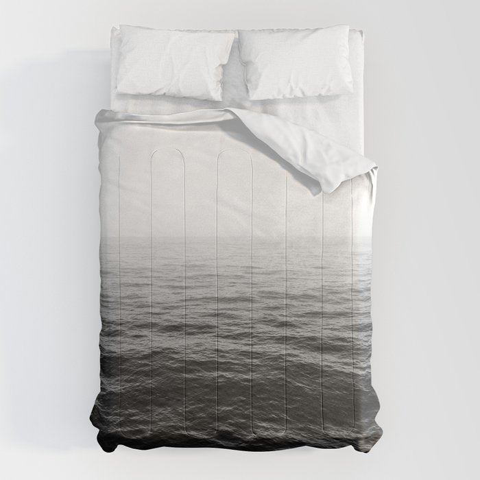 ocean horizon black and white landscape photography Comforter Gallery Image 6