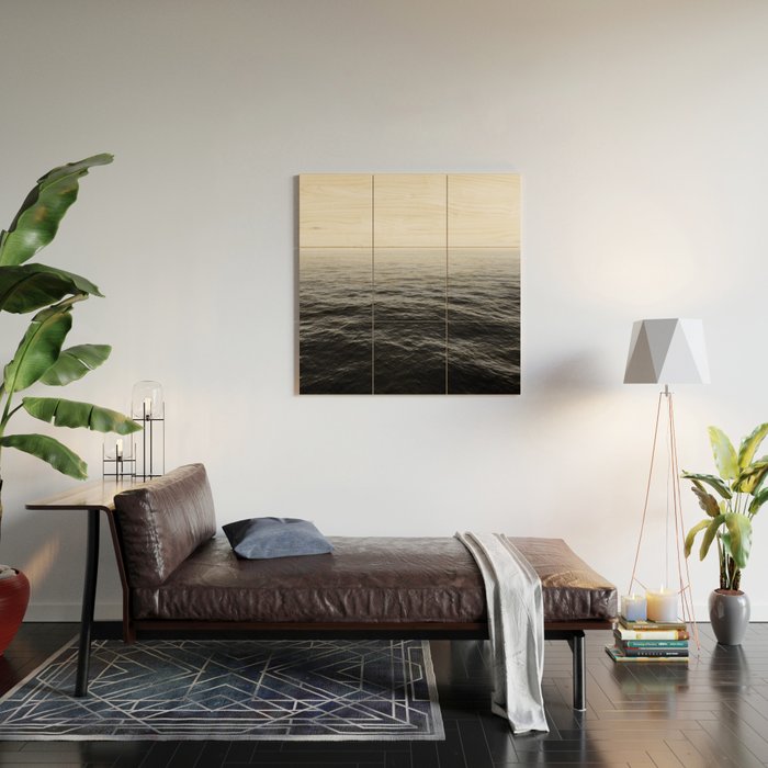ocean horizon black and white landscape photography Wood Wall Art Gallery Image 2