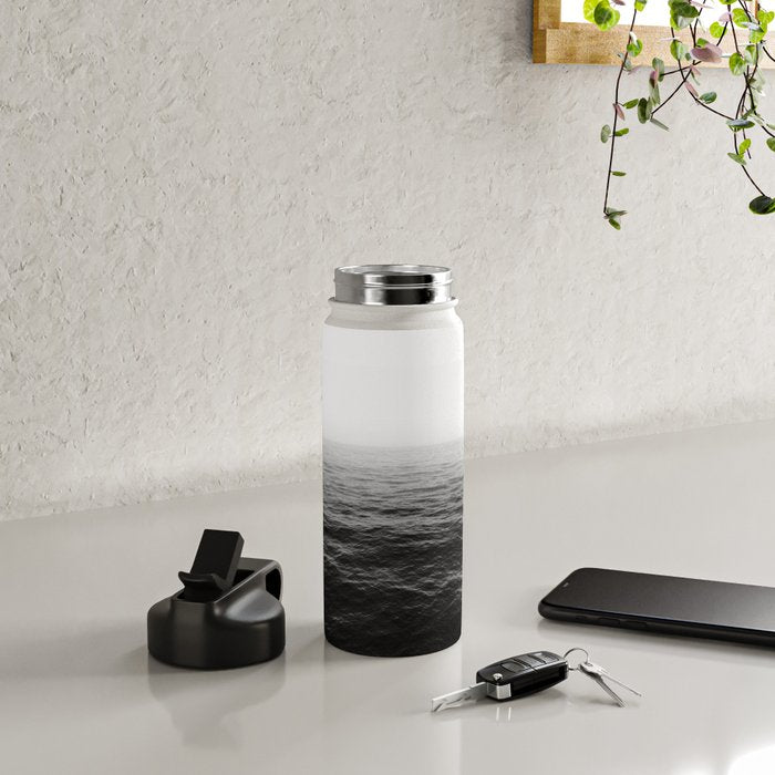 ocean horizon black and white landscape photography Water Bottle Gallery Image 4