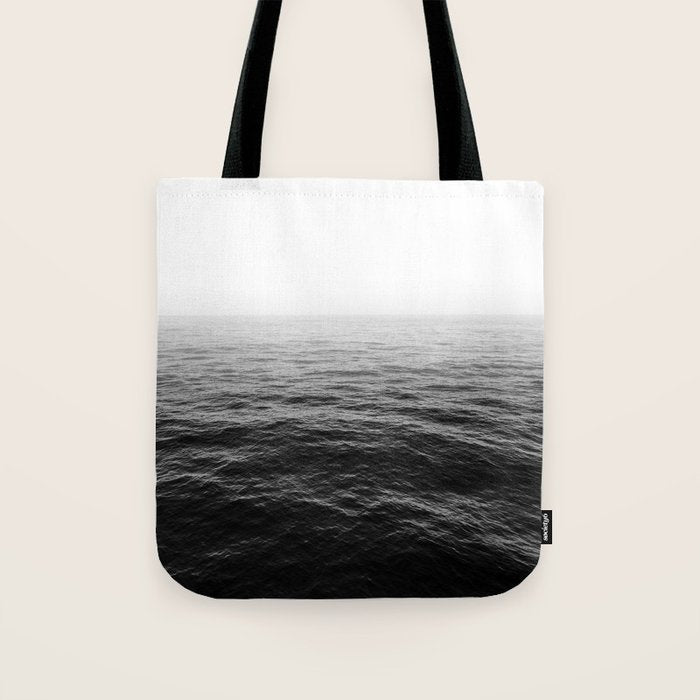 ocean horizon black and white landscape photography Tote Bag Gallery Image 1