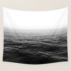 ocean horizon black and white landscape photography Wall Tapestry Gallery Image 4