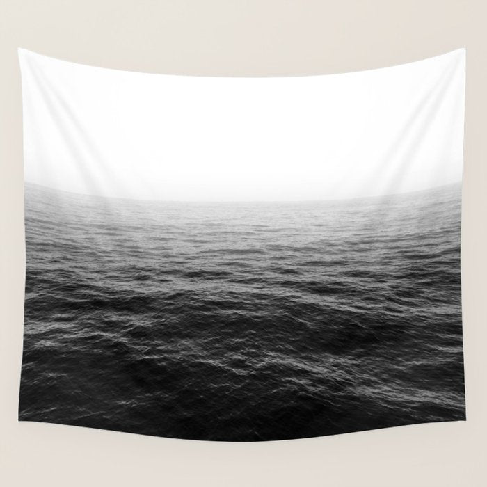 ocean horizon black and white landscape photography Wall Tapestry Gallery Image 4