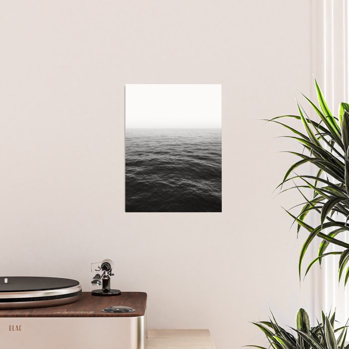 ocean horizon black and white landscape photography Poster Gallery Image 2
