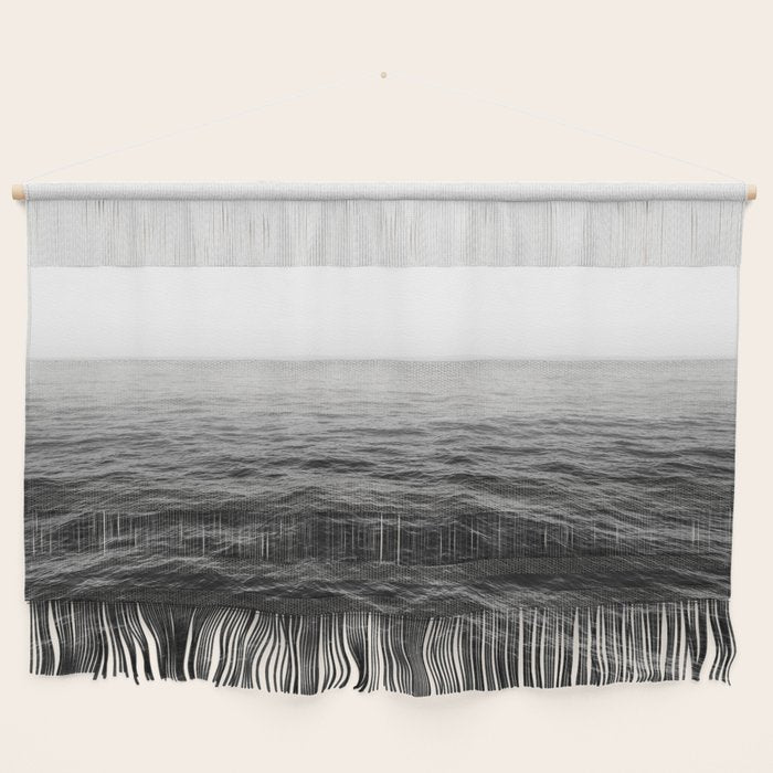 ocean horizon black and white landscape photography Wall Hanging Gallery Image 1