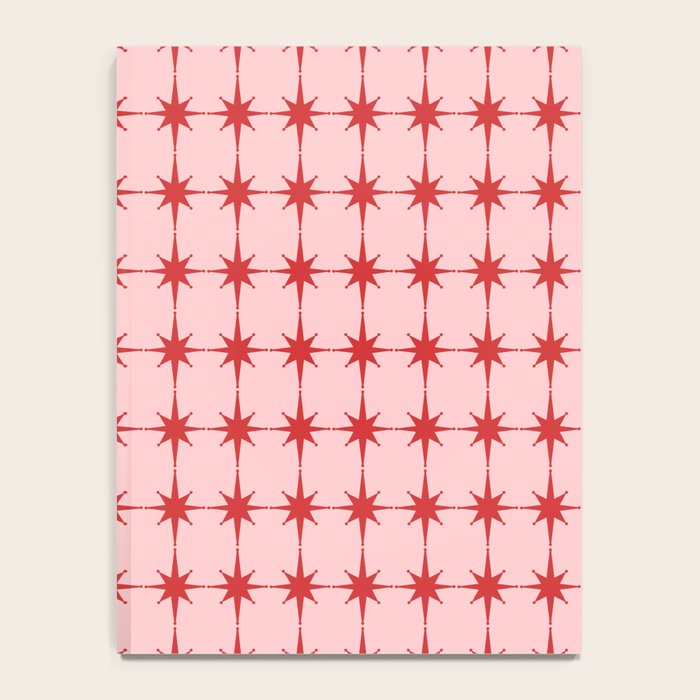 Mid Century Modern Atomic Stars Grid in Retro Christmas Red and Pink Notebook Gallery Image 4