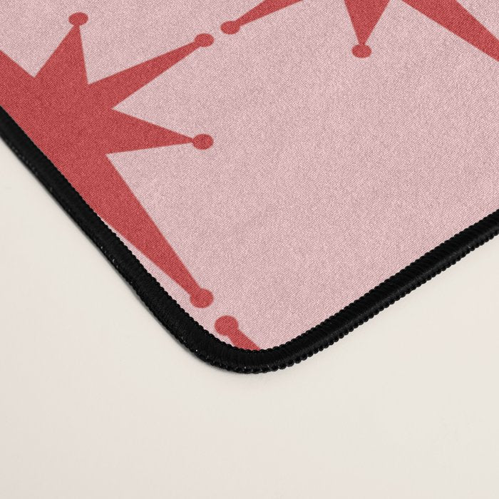 Mid Century Modern Atomic Stars Grid in Retro Christmas Red and Pink Desk Mat Gallery Image 4