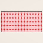 Mid Century Modern Atomic Stars Grid in Retro Christmas Red and Pink Desk Mat Gallery Image 3