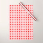 Mid Century Modern Atomic Stars Grid in Retro Christmas Red and Pink Wrapping Paper Gallery Image 1