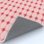 Mid Century Modern Atomic Stars Grid in Retro Christmas Red and Pink Rug Gallery Image 4