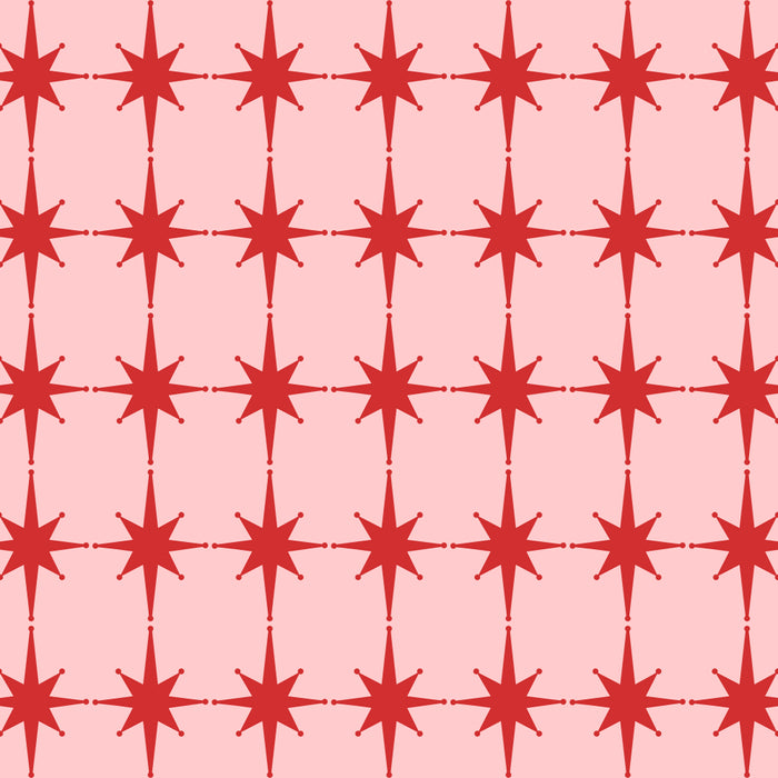 Mid Century Modern Atomic Stars Grid in Retro Christmas Red and Pink Coffee Mug Gallery Image 2
