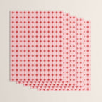 Mid Century Modern Atomic Stars Grid in Retro Christmas Red and Pink Wrapping Paper Gallery Image 3